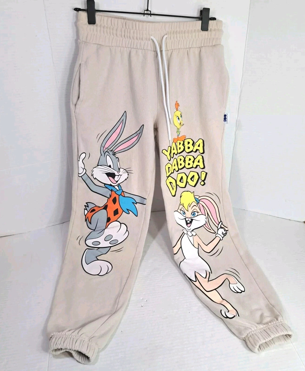 WB 100 Looney Tunes Flintstones Bugs Lola Bunny Sweatpants Womens Small Juniors